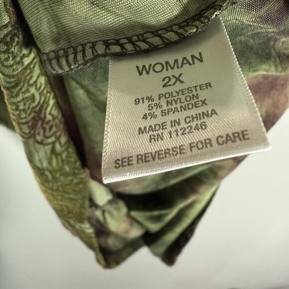 Y2K Dressbarn Green Burnout Floral Top Fairycore Whimsigoth 90s Goth Size 2X - Picture 6 of 6